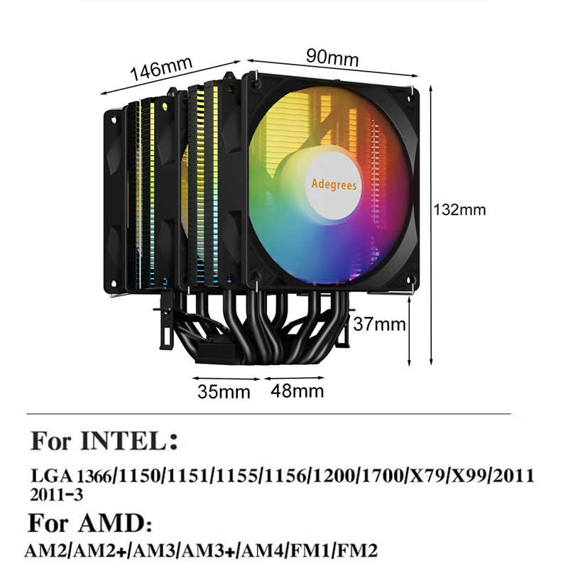 CPU Air Cooler AM4 6 Heat Pipe - Esports Gaming Fan 评论和价格